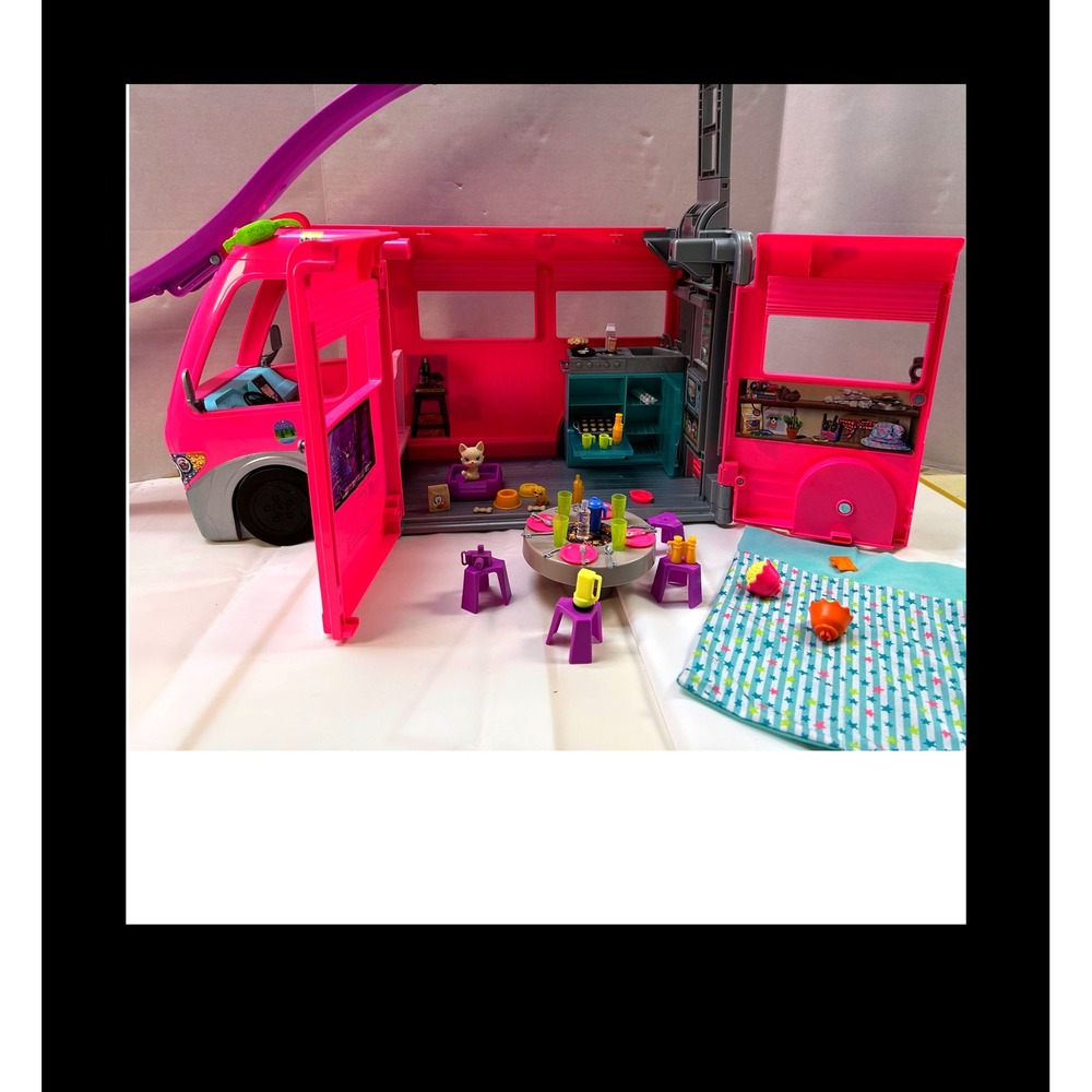 Barbie 3-in-1 DreamCamper Vehicle Playset Pink RV HCD46 with 50+ Accessories